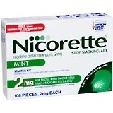 Nicorette Stop Smoking Aid, 2 mg, Gum, Mint, Starter Kit  - 108ea