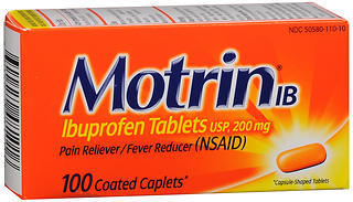 Motrin IB Ibuprofen USP, 200 mg, Coated Caplets  - 100ea