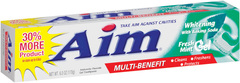 Aim Whitening With Baking Soda Fresh Mint Gel Toothpaste 6 oz