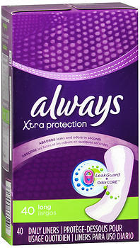 Always DriLiners Pantiliners Long Unscented - 40 EA [Case of 12]