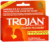 TROJAN Shared Pleasure Warm Sensations Condoms Lubricated Latex - 12 EA