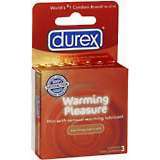 Durex Warming Pleasure Condoms Warming Lubricant Latex - 3 EA