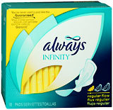 Always Infinity Maxi Pads Regular Flow - 12 Pack x 18 EA