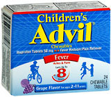 Advil Ibuprofen for Ages 2-11 Years, 50 mg, Grape, Chewable Tablets  - 24ea
