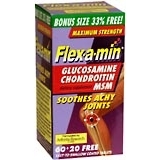 Flex-A-Min Glucosamine Chondroitin MSM, Maximum Strength, Easy-to-Swallow Coated Tablets, Bonus  - 60 ea