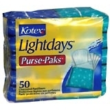 Kotex Lightdays Pantiliners Unscented Purse-Paks 12X50 Pack - 50 PD