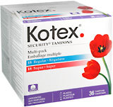 Kotex Security Tampons Multi-Pak 6X36 Pack - 36 Each