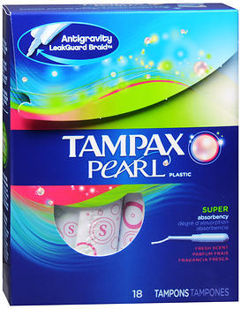 Tampax Pearl Plastic Tampons, Ultra Absorbency, Unscented, 18 Ea 