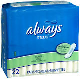 Always Maxi Pads Super Long Without Wings - 6X22 COUNT