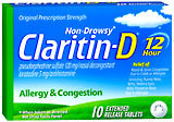 Claritin-D Tablets 12 Hour Allergy and Congestion - 10 Tablets