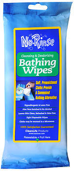 No Rinse Bathing Wipes - 8 EA
