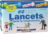 E-Z Ject Lancets Fun Color - 200 EA