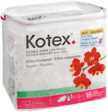 Kotex Ultra Thin Pads Ultra Compact With Wings Regular Shower Fresh - 16 EA