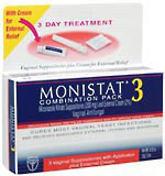 Monistat 3 Vaginal Suppositories, External Vulvar Cream, Combination Pack, 3 Day Treatment  - 0.32oz
