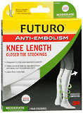 FUTURO Anti-Embolism Stockings Knee Length Closed Toe 18mm/Hg Large Regular White - 1 PR