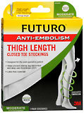 FUTURO Anti-Embolism Stockings Thigh Length Closed Toe 18mm/Hg Medium Regular White - 1 PR