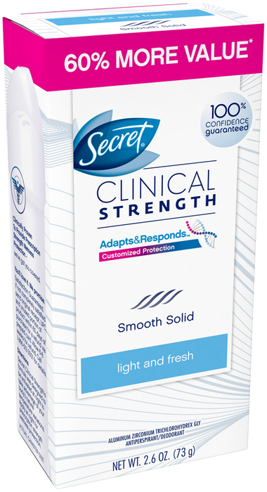 Secret Clinical Strength Anti-Perspirant Deodorant Advanced Solid Light and Fresh Scent - 2.6 OZ