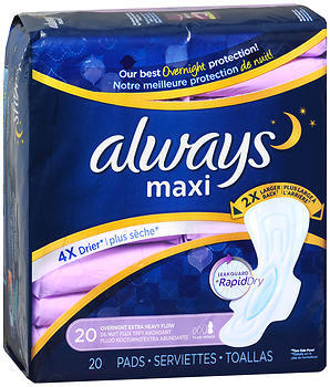 Dove Technologies - Maxi Pads, Extra Heavy Overnight, 20/Pack, 6  Packs/Carton