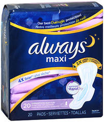 Always Maxi Pads Overnight Extra Heavy Flow - 6 X 20 EA