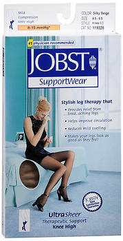 JOBST SupportWear Knee High Stockings 8-15 mmHg Ultra Sheer Beige Small  -  1 PR