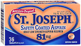 St. Joseph Aspirin, Adult Low Strength, 81 mg, Enteric Coated Tablets  - 36ea
