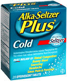 Alka-Seltzer Plus Cold Medicine Effervescent Tablets Classic Seltzer - 20 Tablets