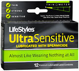 LifeStyles Condoms Ultra Sensitive With Spermicide Latex - 12 Each