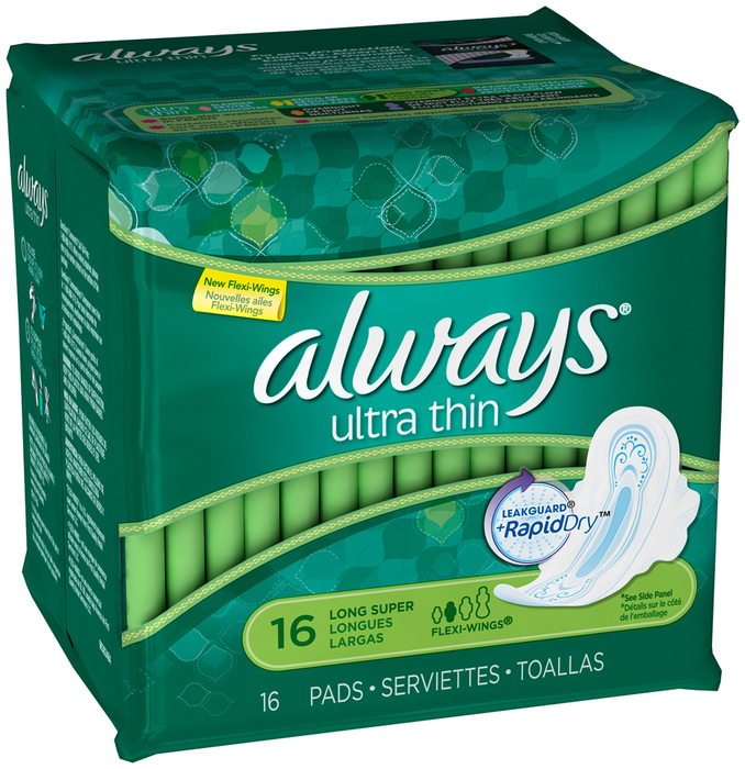 Always Maxi Pads Overnight with Flexi-Wings, 16 Pads - 16 ea