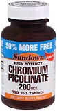 Sundown Chromium Picolinate 200 mcg Tablets  -  150 Tablets
