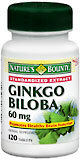 Nature's Bounty Ginkgo Biloba 60 mg Tablets - 120 TB