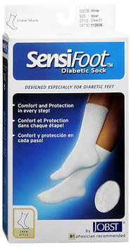 JOBST SensiFoot Crew Socks White Small  -  1 PR