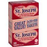 St. Joseph Aspirin, Adult Low Strength, 81 mg, Orange Flavored, Chewable Tablet, Tri-Pack  - 108ea