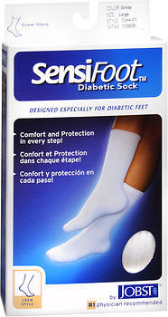 JOBST SensiFoot Crew Socks White Large - 1 PR