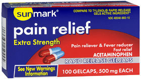 Sunmark Pain Relief Rapid Release Gelcaps - 500 mg - 100 Each