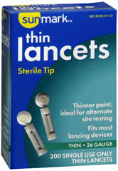 Sunmark Thin Lancets 26 Gauge - 200 Each
