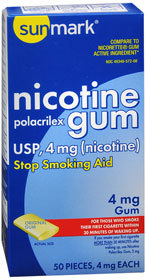 Sunmark Nicotine Polacrilex Gum USP, 4 mg Original Flavor - 50 Each