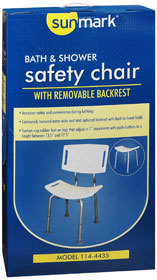 Sunmark Bath Shower Safety Chair With Removable Backrest - 1 Each