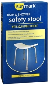 Sunmark Bath Shower Safety Stool With Adjustable Height Small - 1 Each