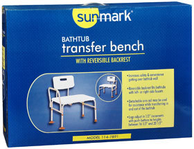 Sunmark Bathtub Transfer Bench with Reversible Backrest - 1 Each