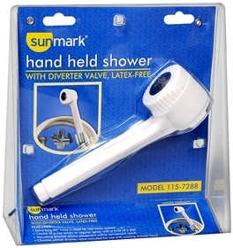 Sunmark Hand Held Shower With Diverter Valve Latex Free Small - 1 Each