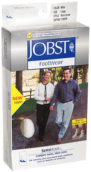 JOBST FootWear SensiFoot Mini-Crew Socks White Large - 1 Each