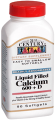 21st Century Calcium 600 + D Liquid Filled Softgels - 90 Each