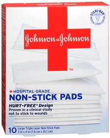 Johnson & Johnson Band-Aid 10 Large Triple Layer Non Stick Pads - 3in x 4in