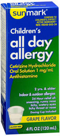 Sunmark Children's All Day Allergy Liquid Grape Flavor - 4 Ounces - 1 Each