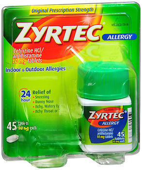 Zyrtec  24 Hour Allergy 10 mg Tablets - 45 Tablets
