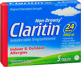 Claritin 10 mg Tablets 24 Hour Allergy - 5 Tablets