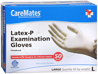 CareMates Latex-P Examination Gloves Powdered Large - 50 Each