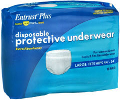 Entrust Plus Disposable Protective Underwear Extra Absorbency Large - 18 x 4 Case