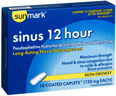 Sunmark Sinus 12 Hour 120 mg Caplets - 10 Each
