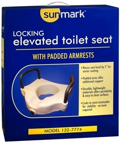 Sunmark Locking Elevated Toilet Seat with Padded Armrest  - 1 Count